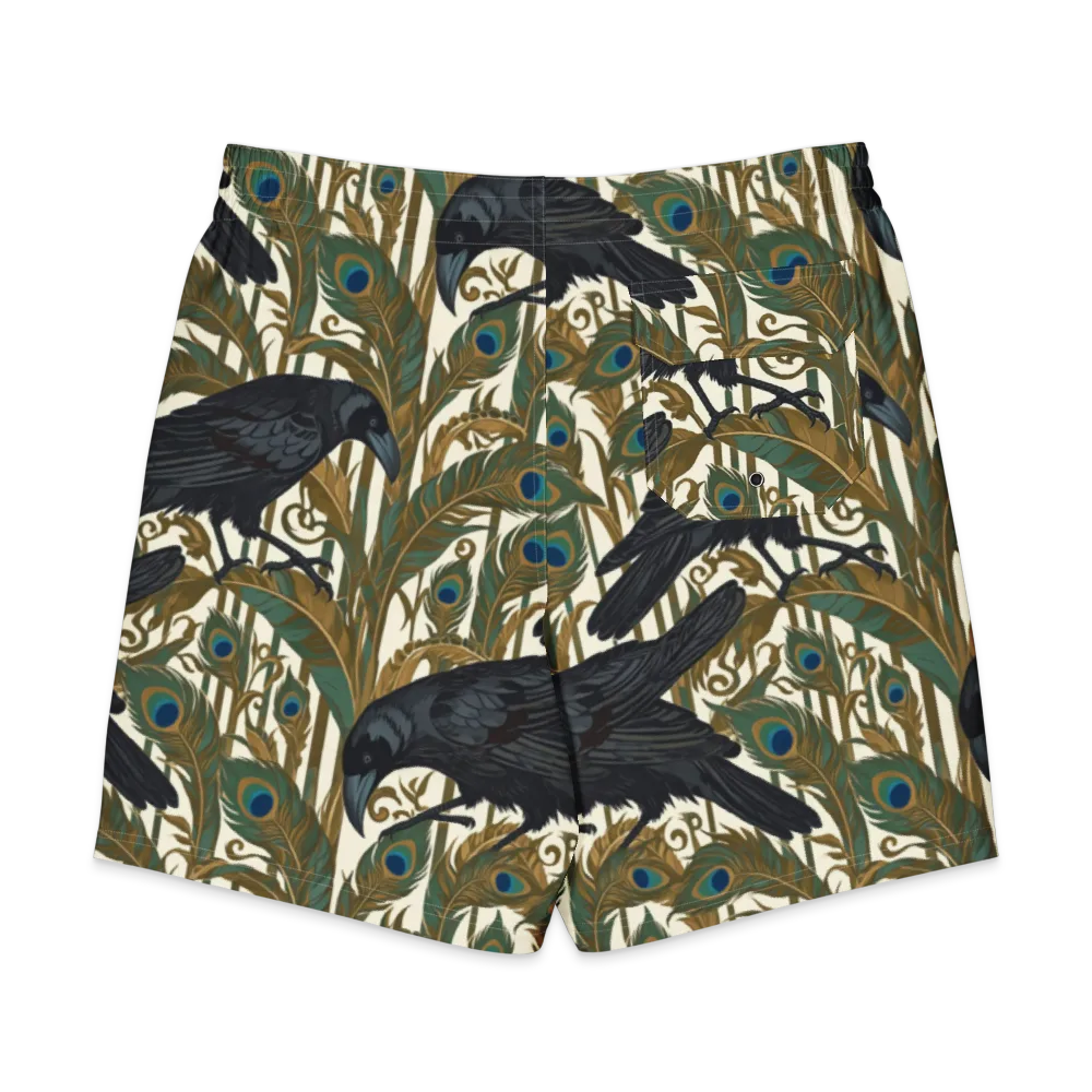 Raven Peacock Almanac on Men's Board Shorts — Back