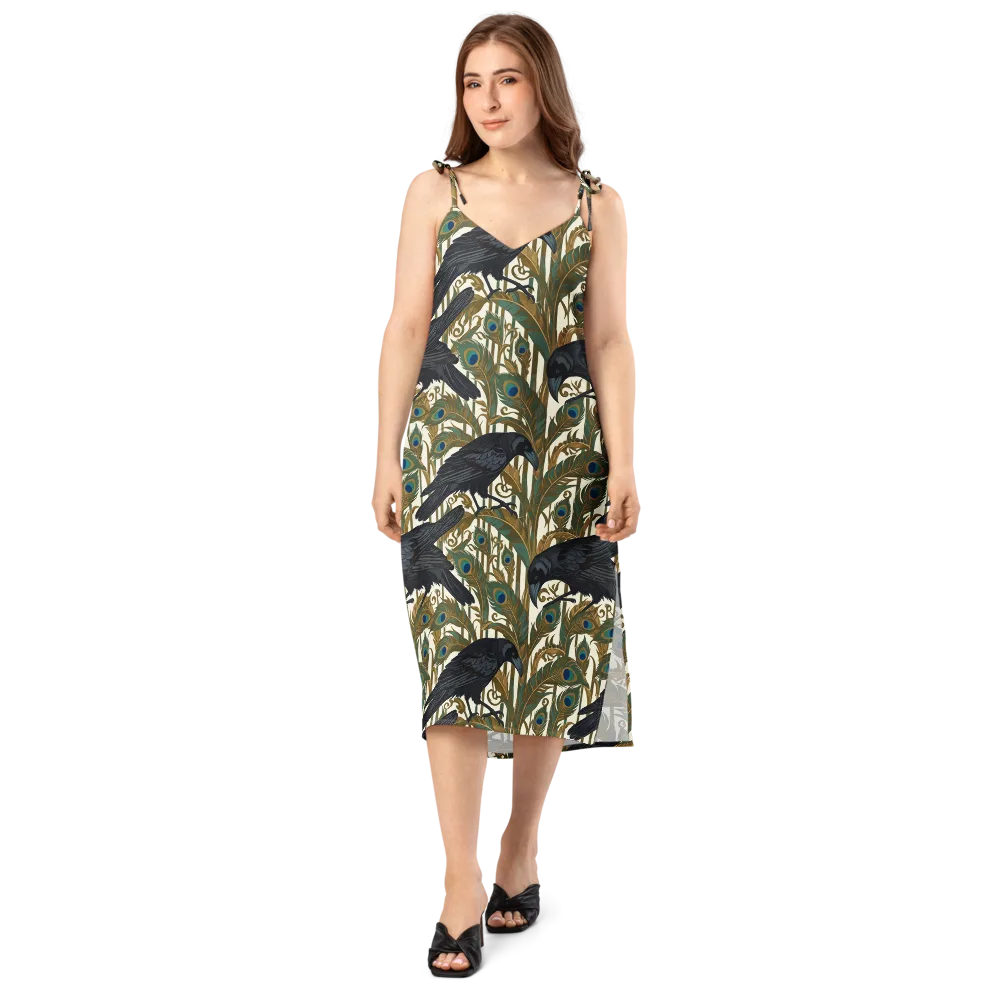 Raven Peacock Almanac on Slip Dress — Front