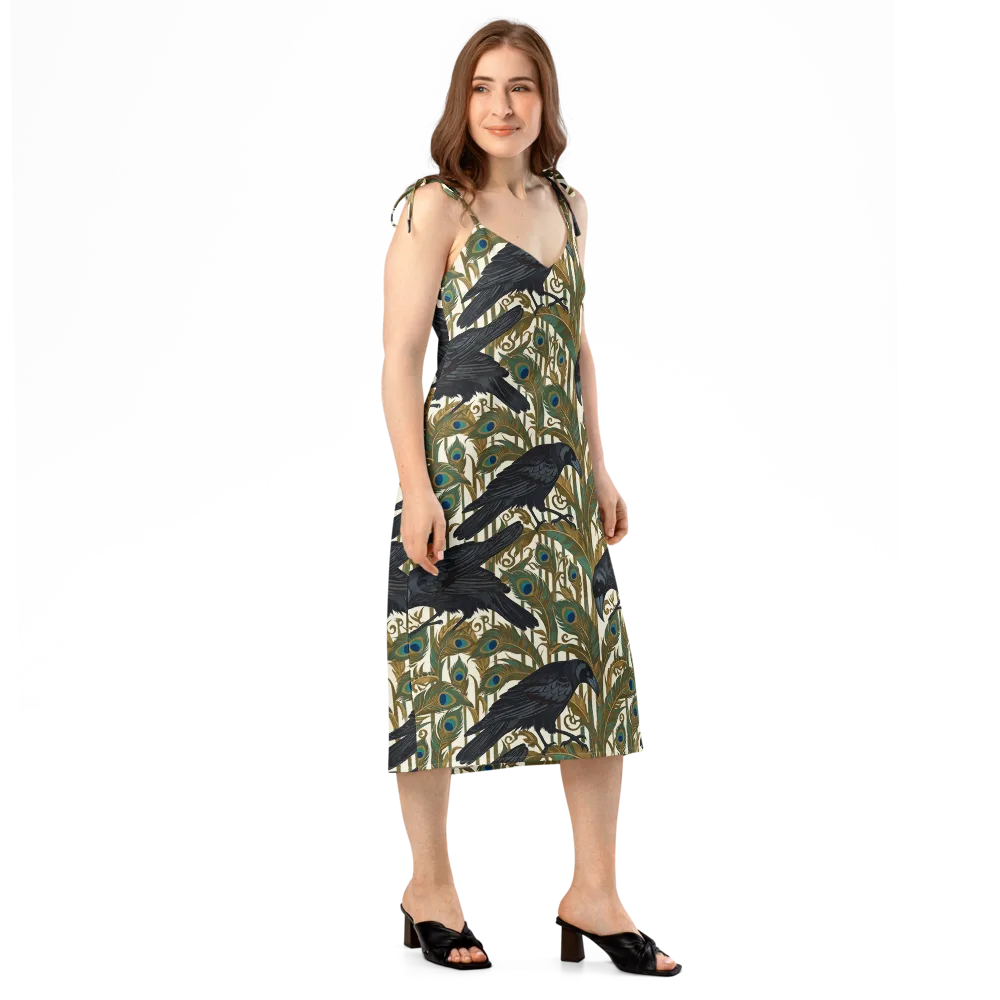 Raven Peacock Almanac on Slip Dress — Right Front