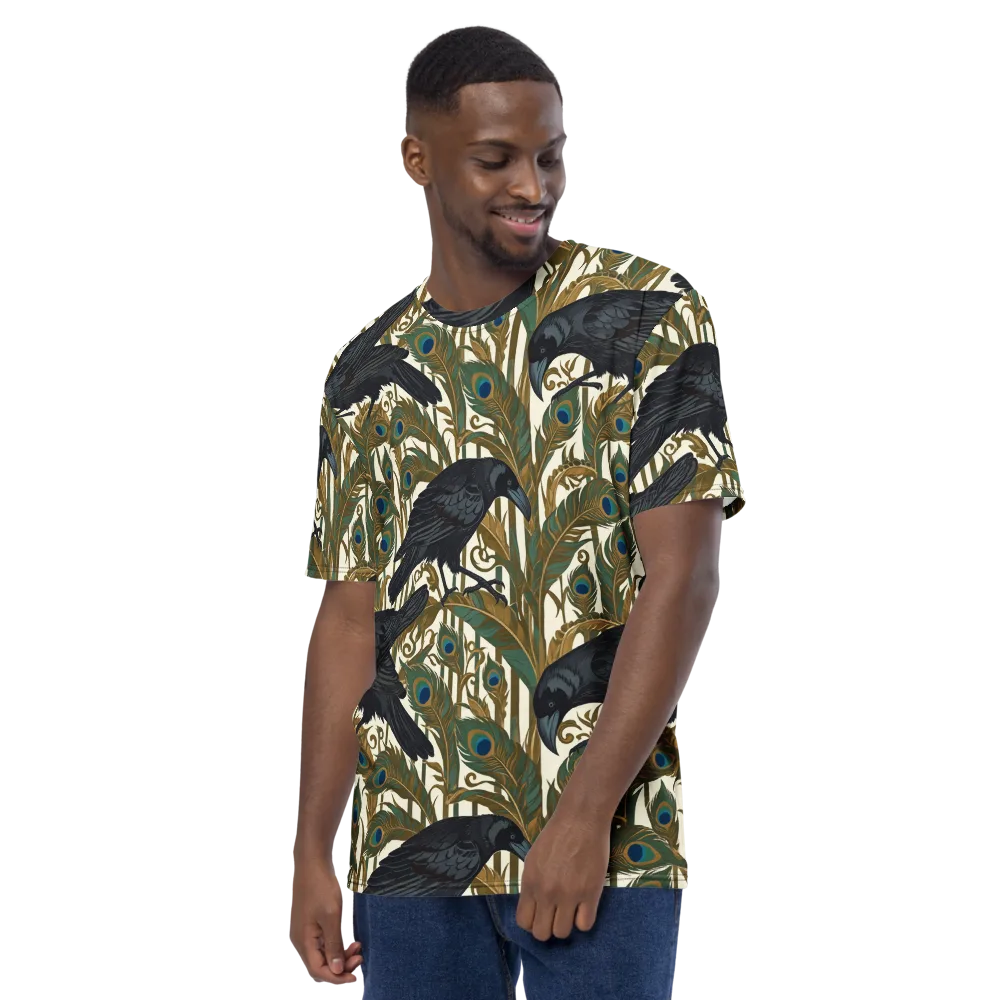 Raven Peacock Almanac on Men's Crew Neck T-Shirt — Left