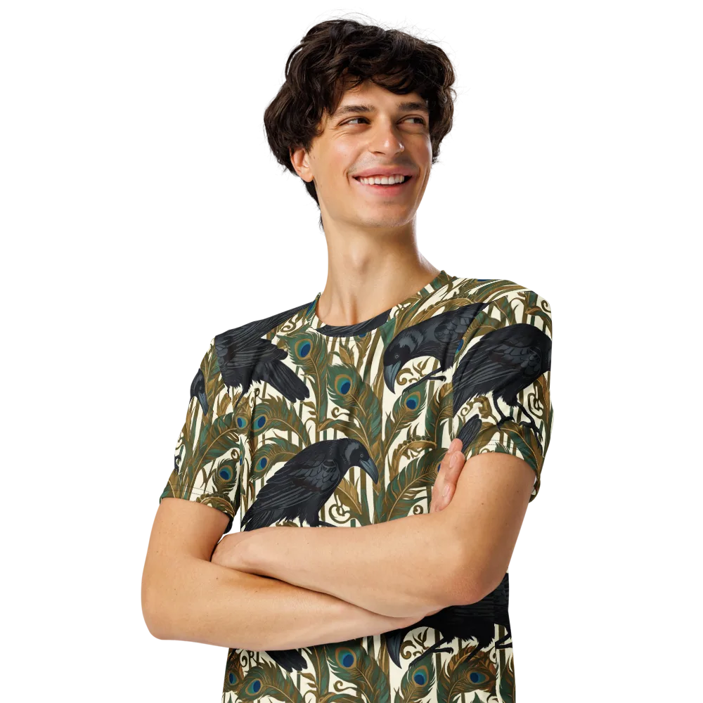 Raven Peacock Almanac on Men's Crew Neck T-Shirt — Left Front