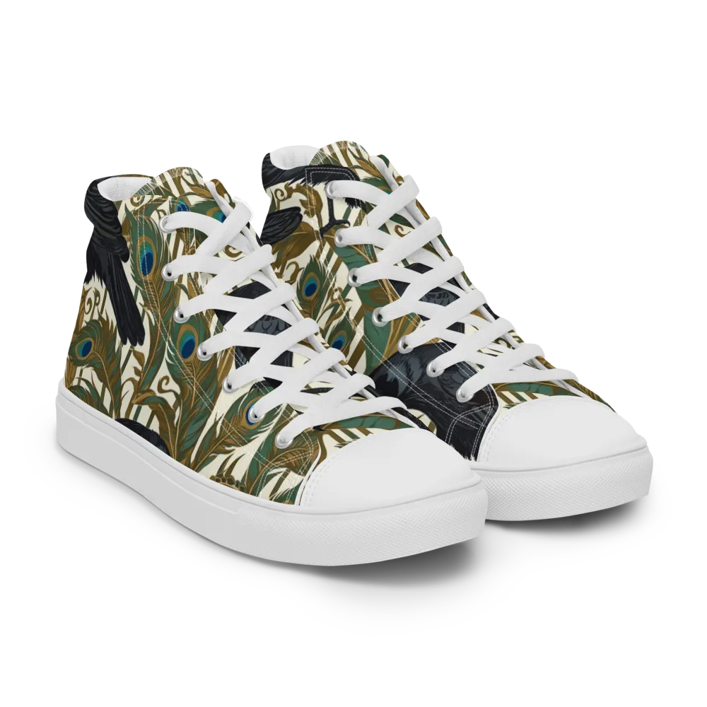 Raven Peacock Almanac on Men's High Top Canvas Shoes — Right Front