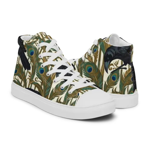 Raven Peacock Almanac on a Men's High Top Canvas Shoes