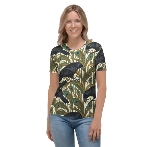 Raven Peacock Almanac on a Women's Crew Neck T-Shirt
