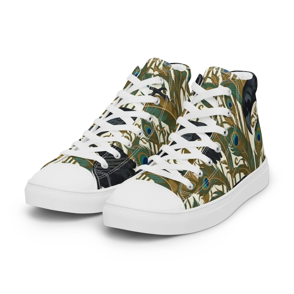 Raven Peacock Almanac on Women's High Top Canvas Shoes — Left Front