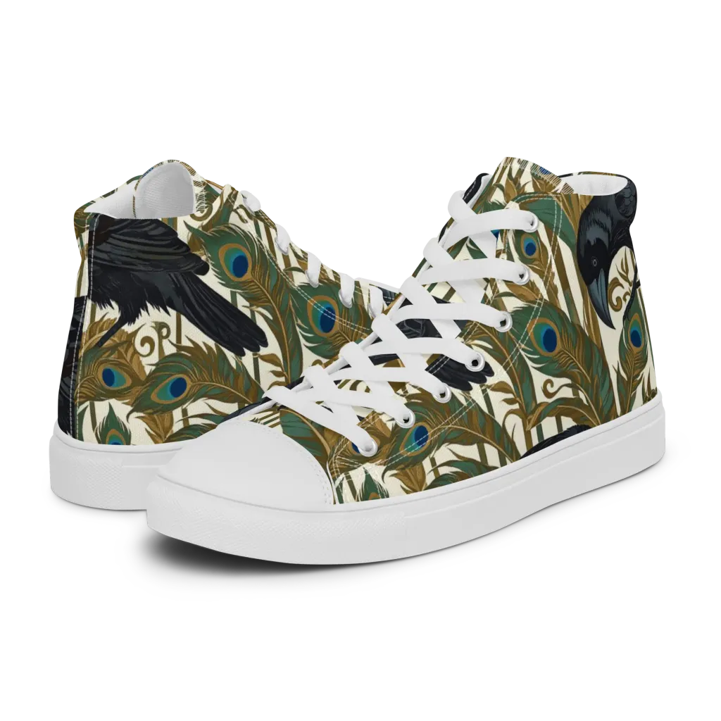 Raven Peacock Almanac on Women's High Top Canvas Shoes — Left