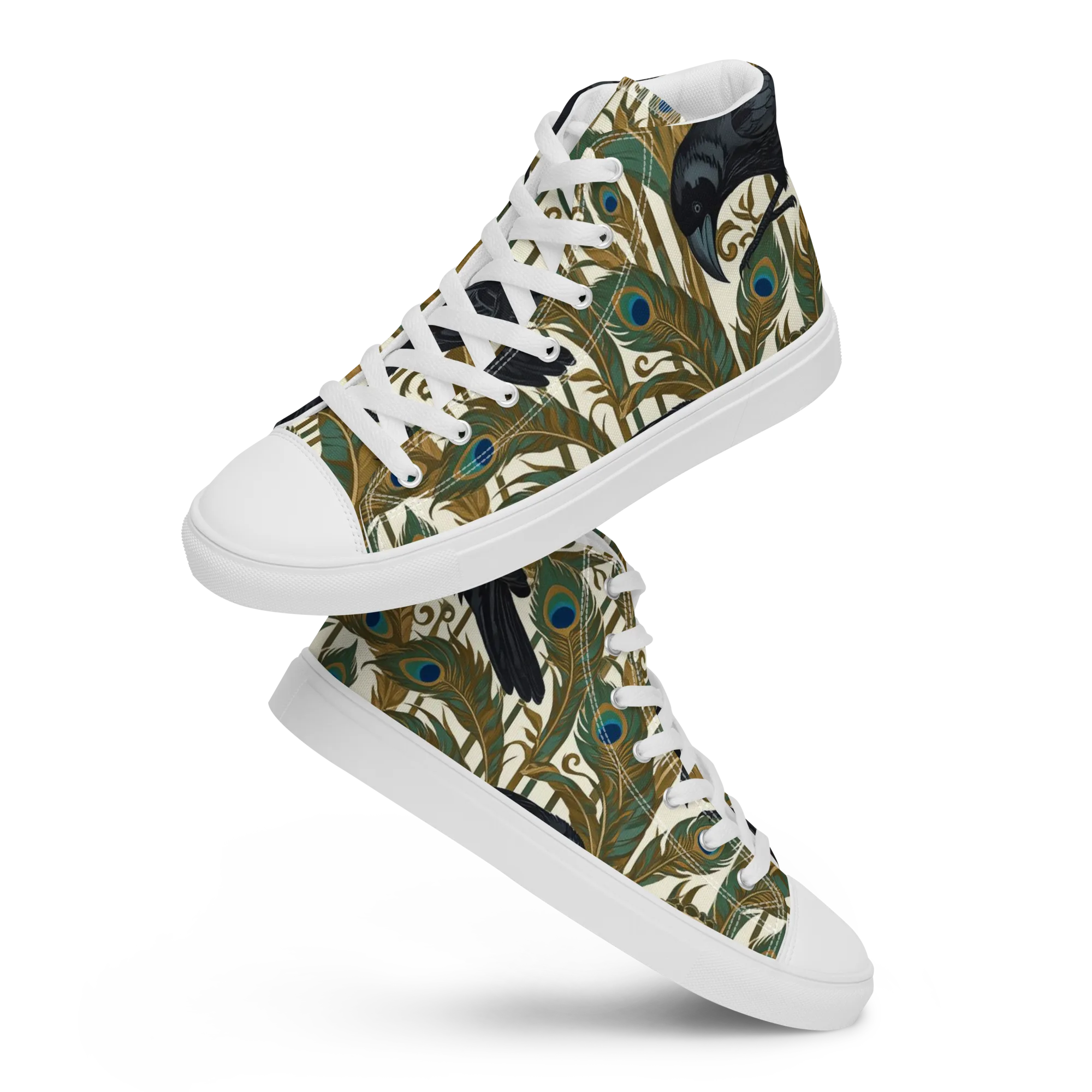 Raven Peacock Almanac on Women's High Top Canvas Shoes — Front