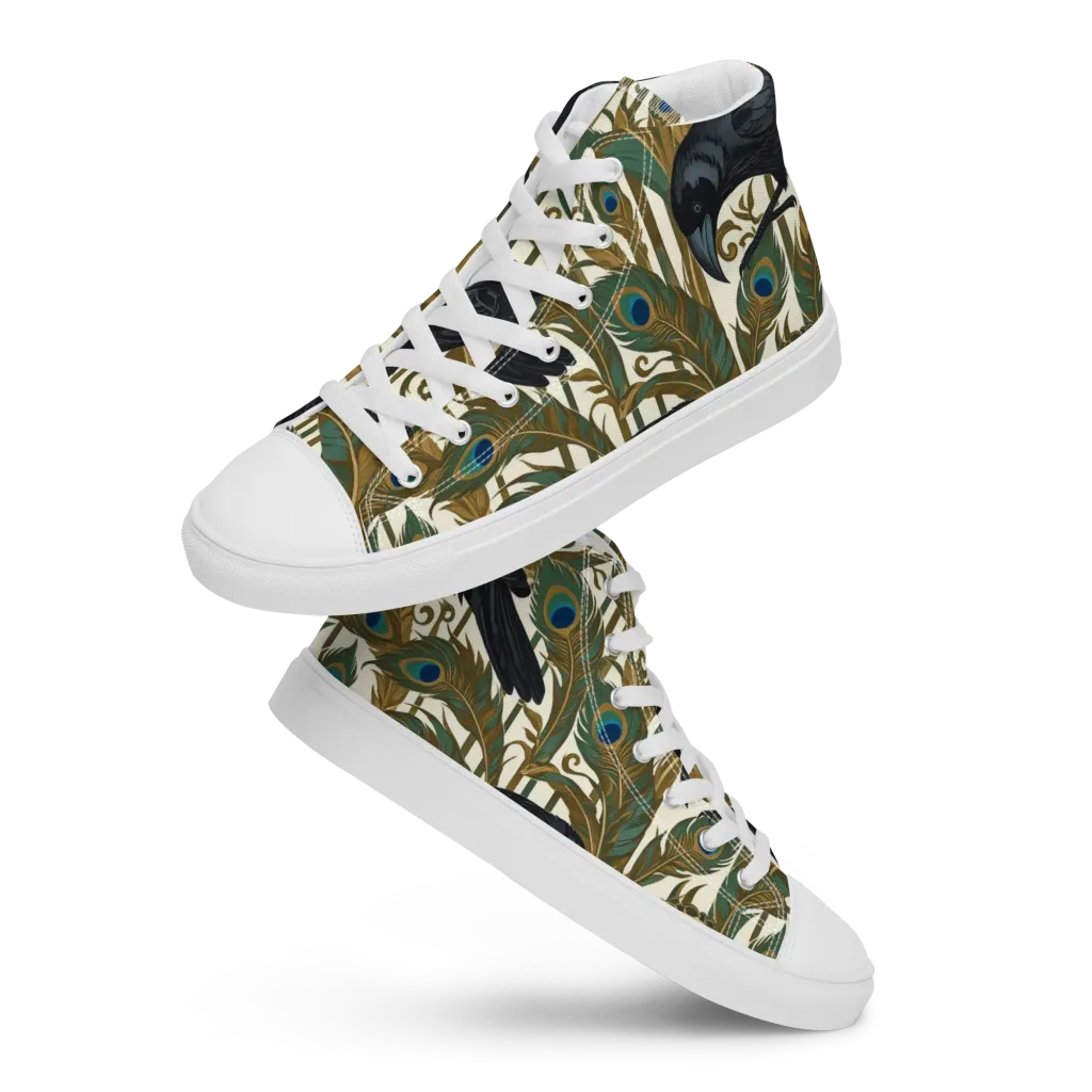Raven Peacock Almanac on Women's High Top Canvas Shoes — Front