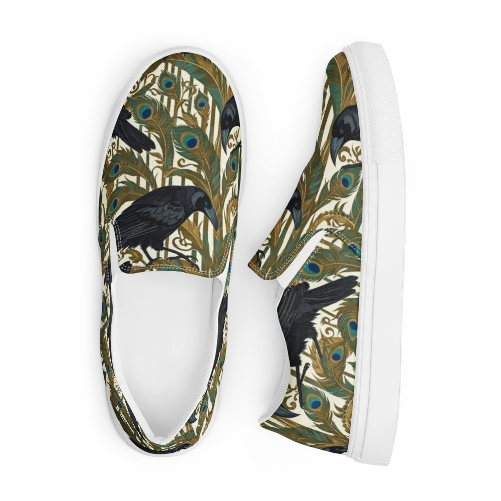 Raven Peacock Almanac on Men's Slip-On Canvas Shoes — Front