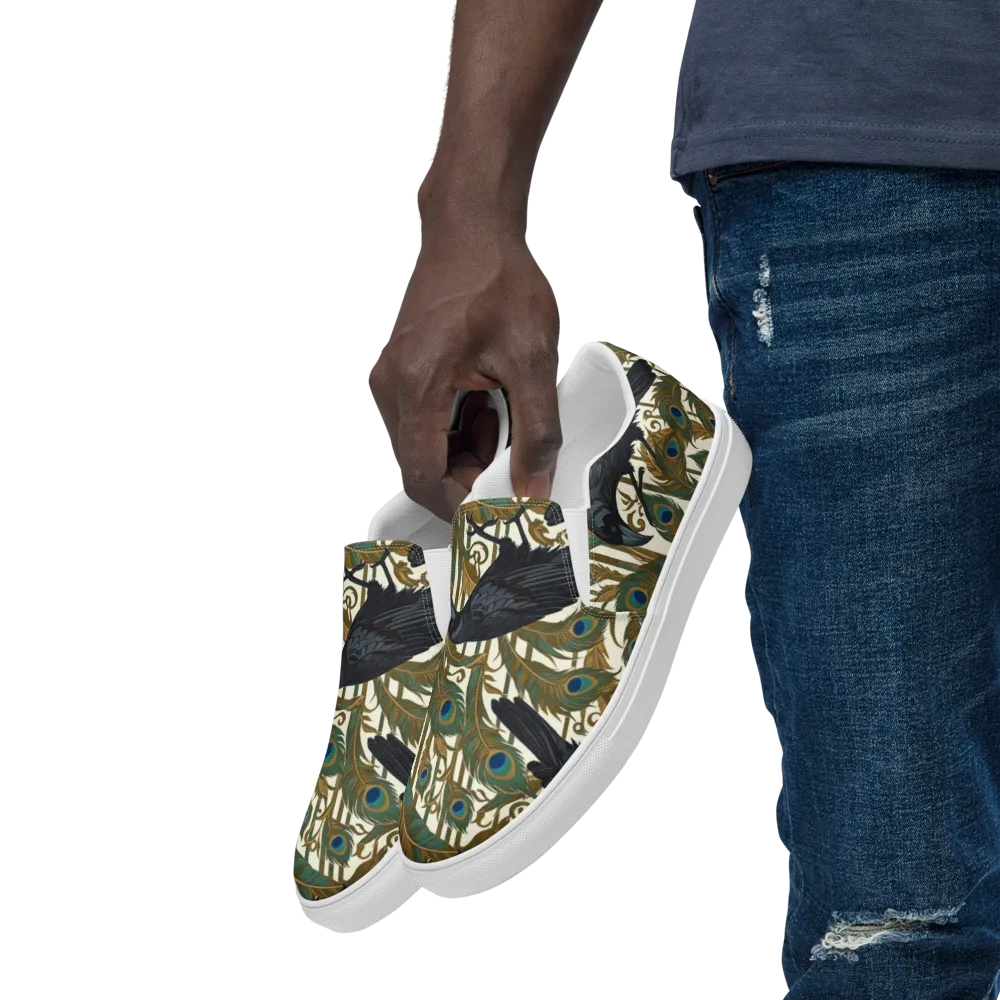 Raven Peacock Almanac on Men's Slip-On Canvas Shoes — Left Front