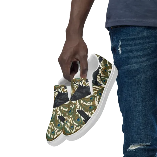 Raven Peacock Almanac on a Men's Slip-On Canvas Shoes