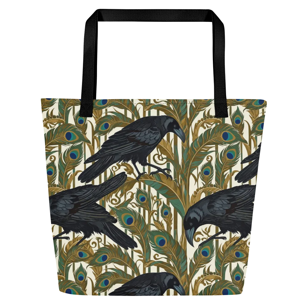 Raven Peacock Almanac on Large Tote Bag W/ Pocket — Front