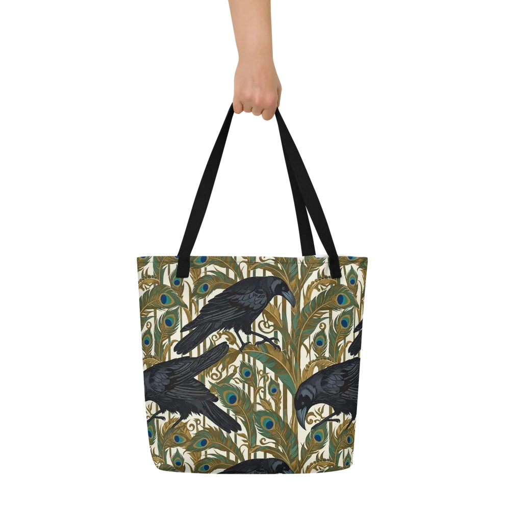 Raven Peacock Almanac on Large Tote Bag W/ Pocket — Front