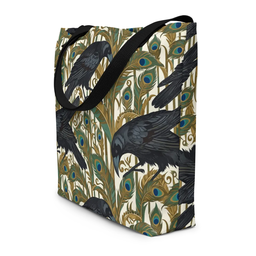Raven Peacock Almanac on Large Tote Bag W/ Pocket — Front