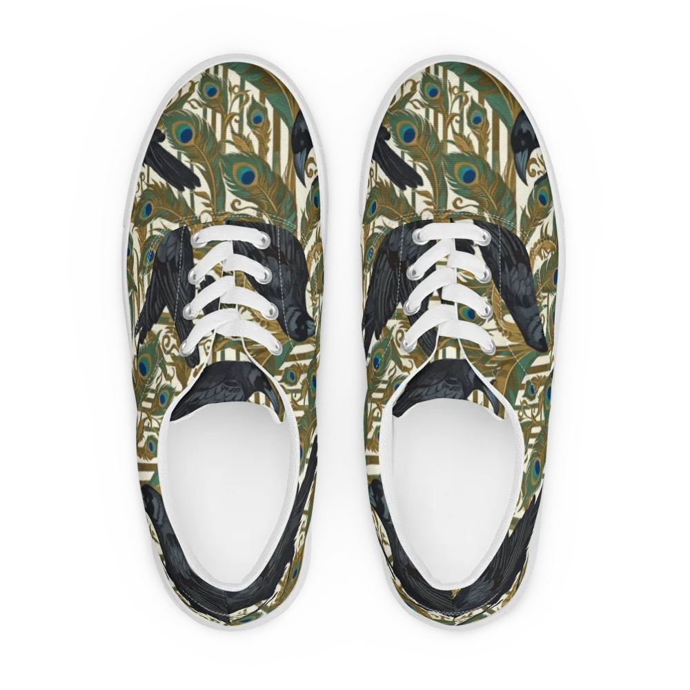 Raven Peacock Almanac on Men's Lace-Up Canvas Shoes — Front