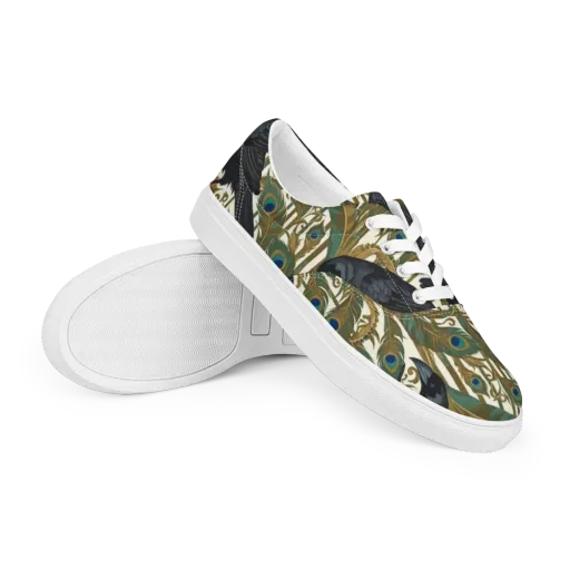 Raven Peacock Almanac on a Men's Lace-Up Canvas Shoes