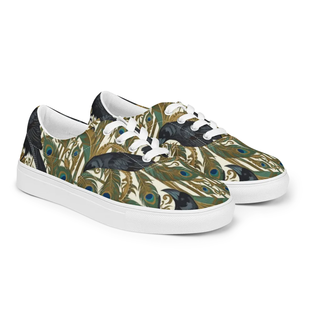 Raven Peacock Almanac on Men's Lace-Up Canvas Shoes — Right Front