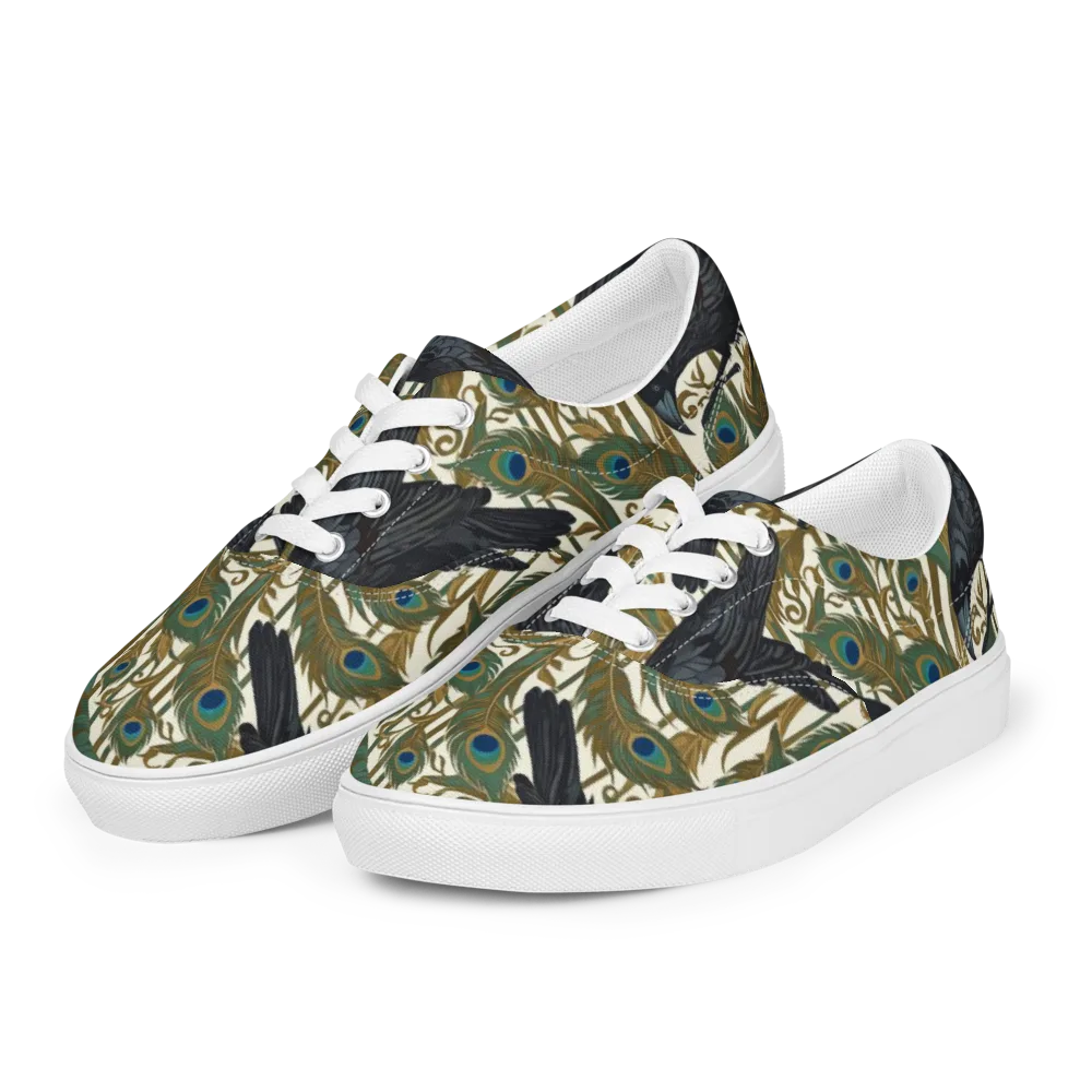 Raven Peacock Almanac on Men's Lace-Up Canvas Shoes — Left Front