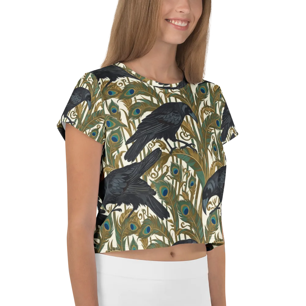 Raven Peacock Almanac on Crop Tee — Right