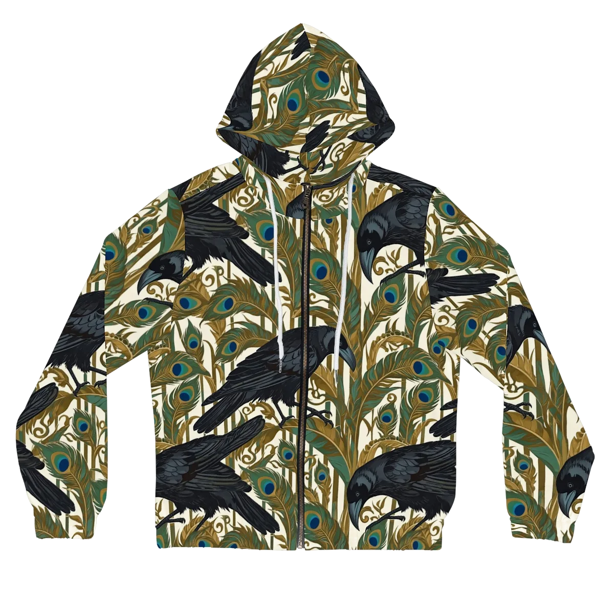 Raven Peacock Almanac on Women's Full-Zip Hoodie — Front