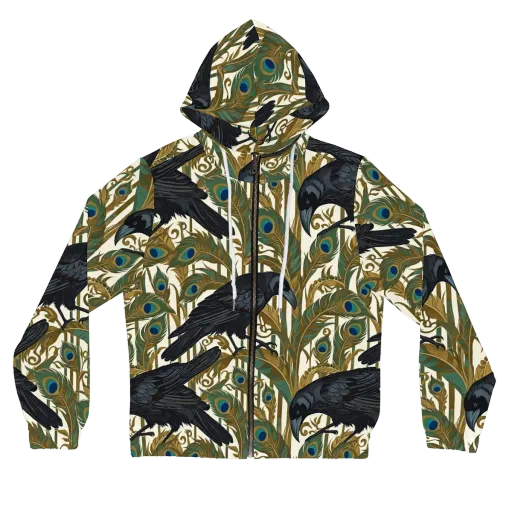 Raven Peacock Almanac on a Women's Full-Zip Hoodie
