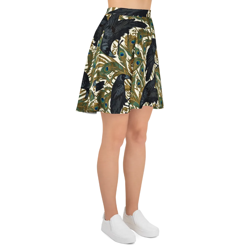 Raven Peacock Almanac on Skater Skirt — Right