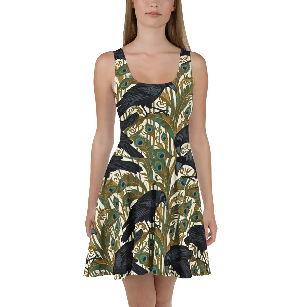 Raven Peacock Almanac on Skater Dress — Front