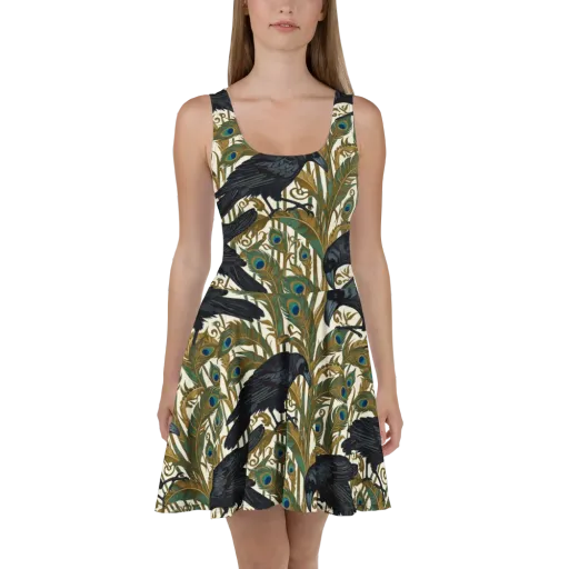 Raven Peacock Almanac on a Skater Dress