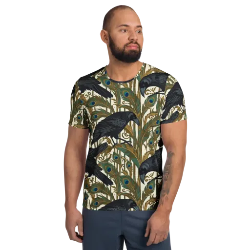 Raven Peacock Almanac on a Men's Athletic T-Shirt