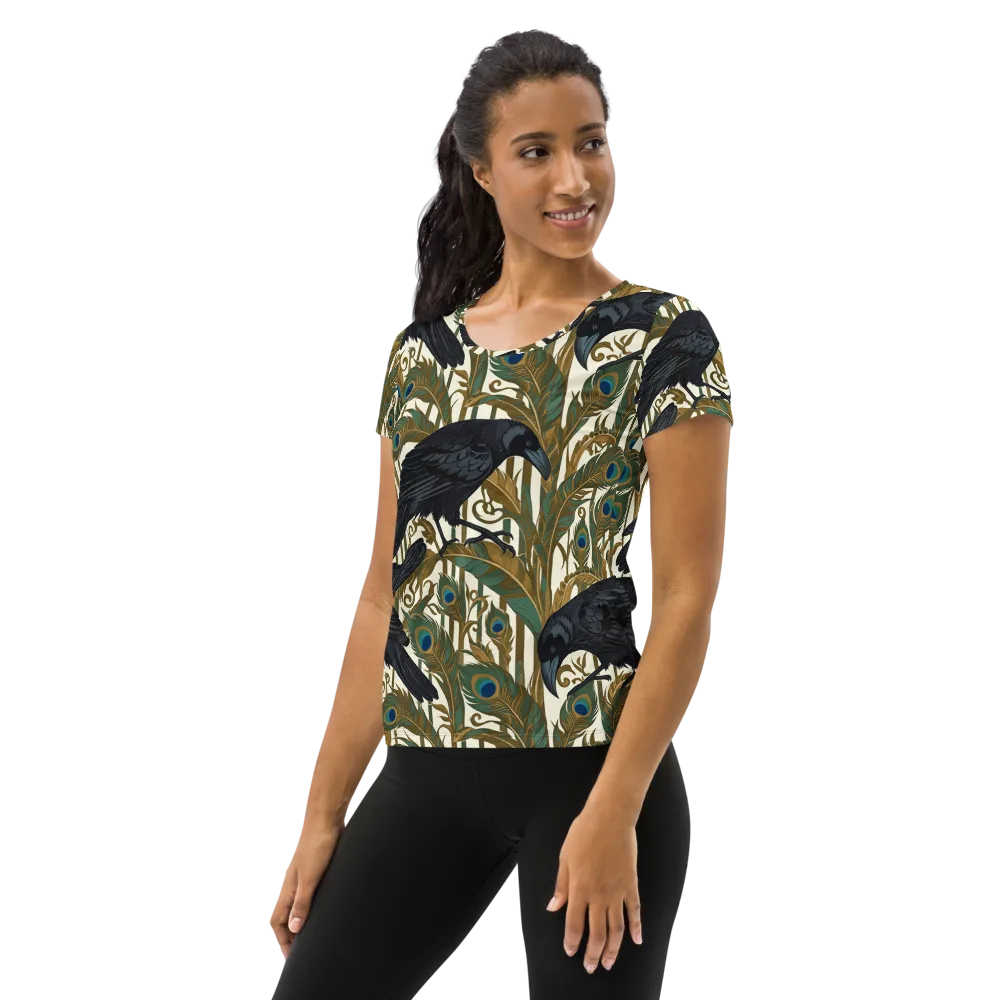 Raven Peacock Almanac on Women's Athletic T-Shirt — Left