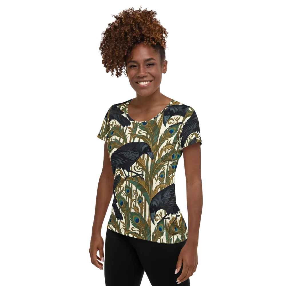 Raven Peacock Almanac on Women's Athletic T-Shirt — Left