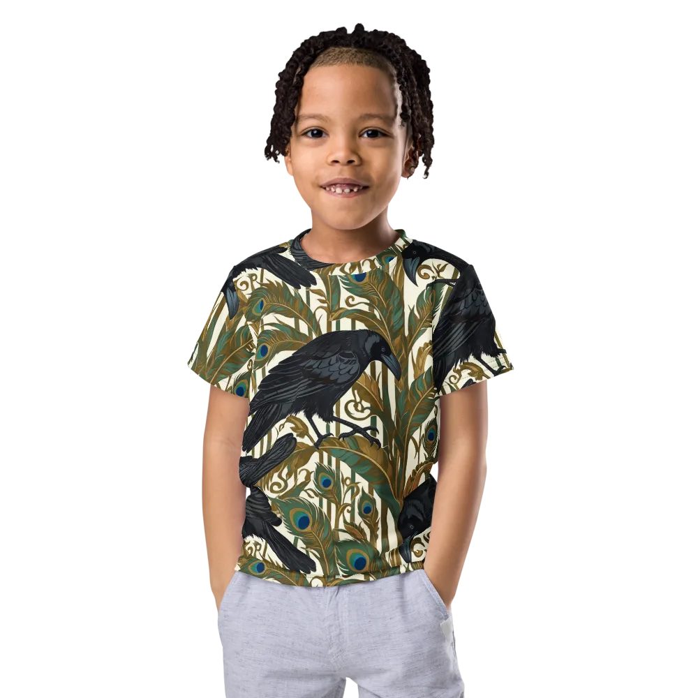 Raven Peacock Almanac on Kids Crew Neck T-Shirt — Front