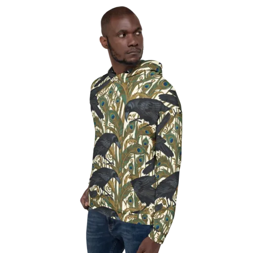 Raven Peacock Almanac on a Hoodie