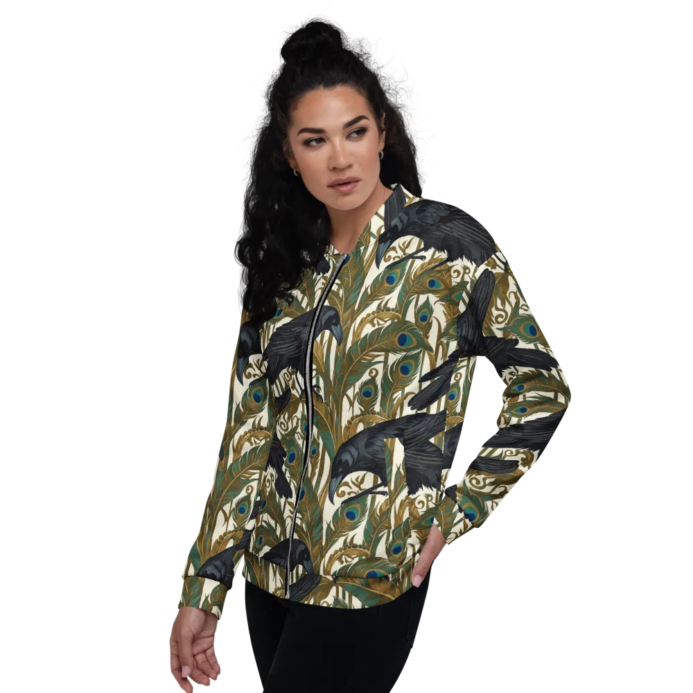 Raven Peacock Almanac on Bomber Jacket — Left