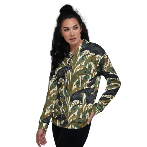 Raven Peacock Almanac on a Bomber Jacket