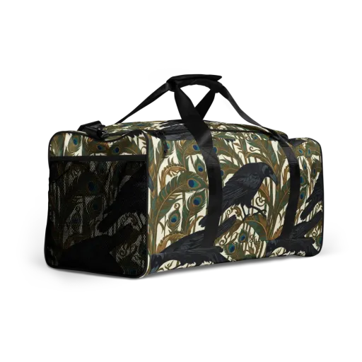 Raven Peacock Almanac on a Duffle Bag