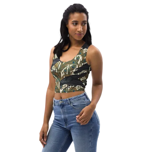 Raven Peacock Almanac on a Crop Top