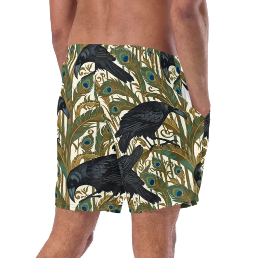 Raven Peacock Almanac on a Swim Trunks