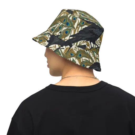 Raven Peacock Almanac on a Reversible Bucket Hat