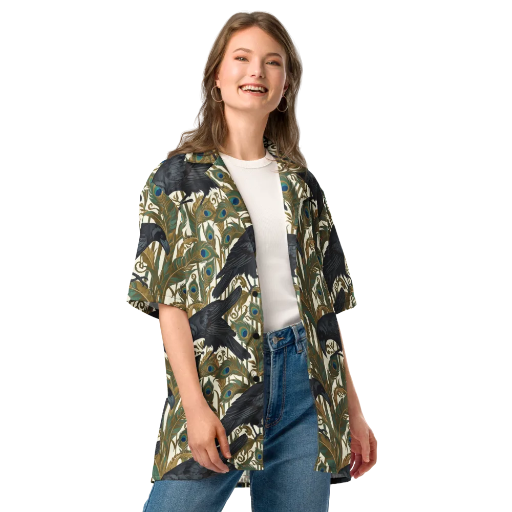 Raven Peacock Almanac on Button Shirt — Front