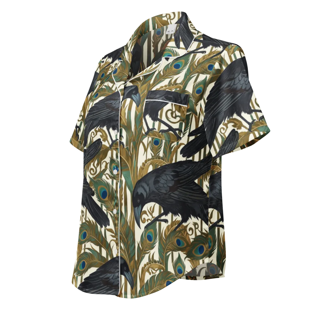 Raven Peacock Almanac on Women's Short Sleeve Pajama Top — Left Front