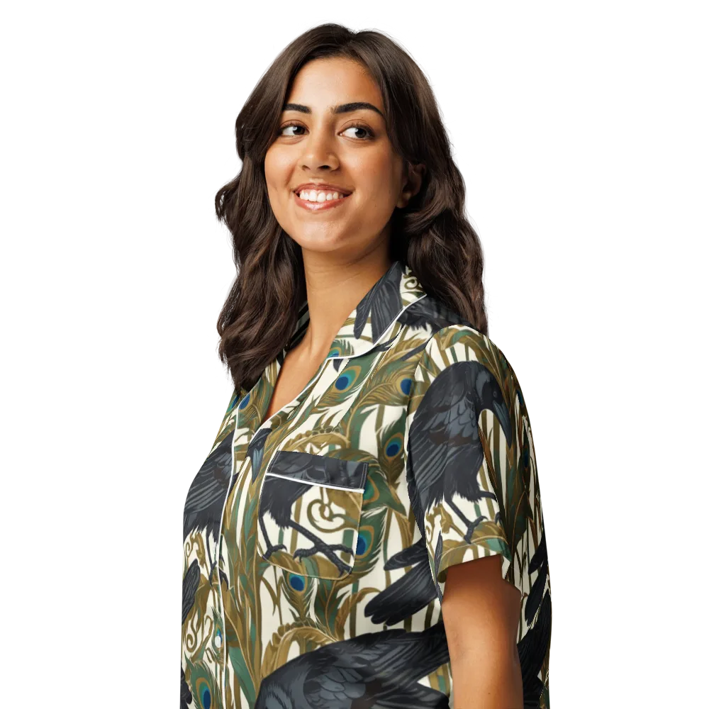 Raven Peacock Almanac on Women's Short Sleeve Pajama Top — Left Front