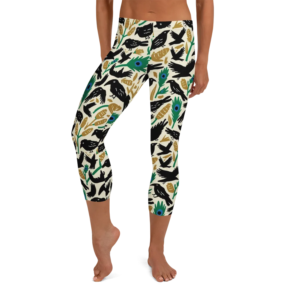 Murder of Crows on Capri Leggings — Front