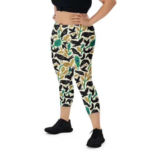 Murder of Crows on a Capri Leggings