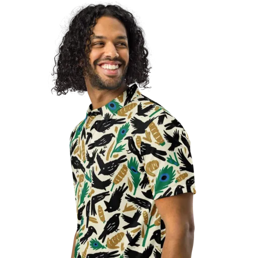 Murder of Crows on a Men's Slim Fit Polo Shirt