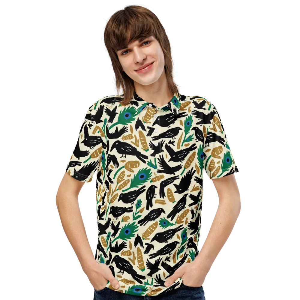 Murder of Crows on Men's Slim Fit Polo Shirt — Front