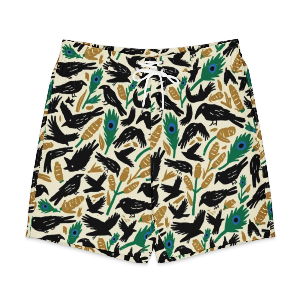 Murder of Crows on Men's Board Shorts — Front