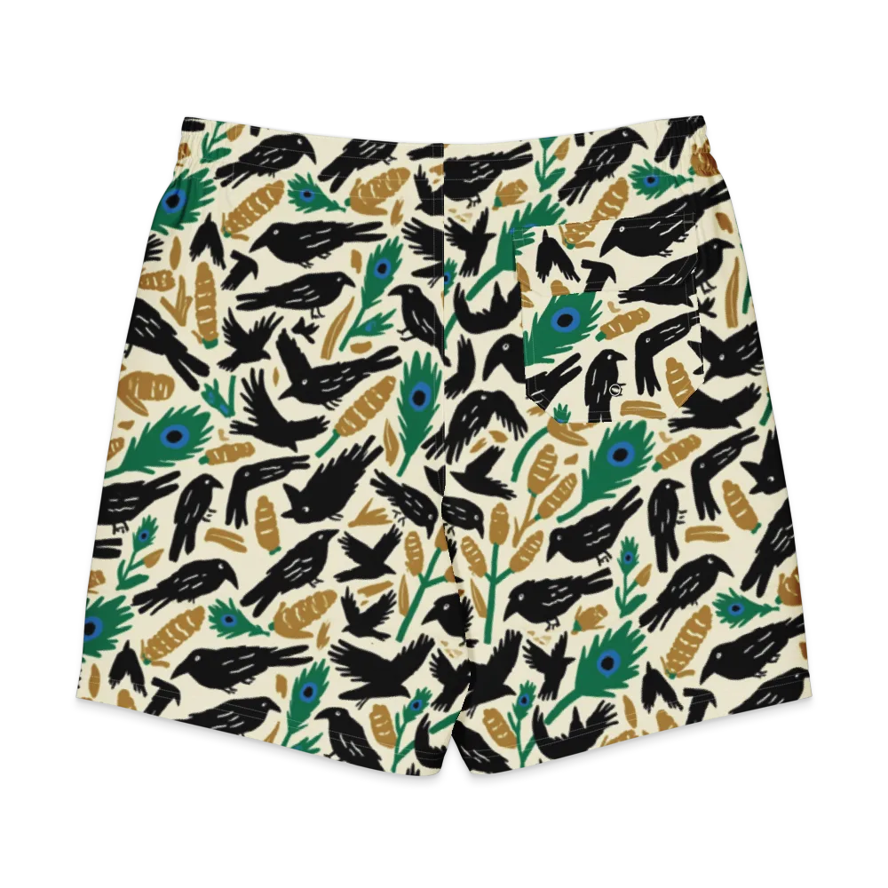 Murder of Crows on Men's Board Shorts — Back
