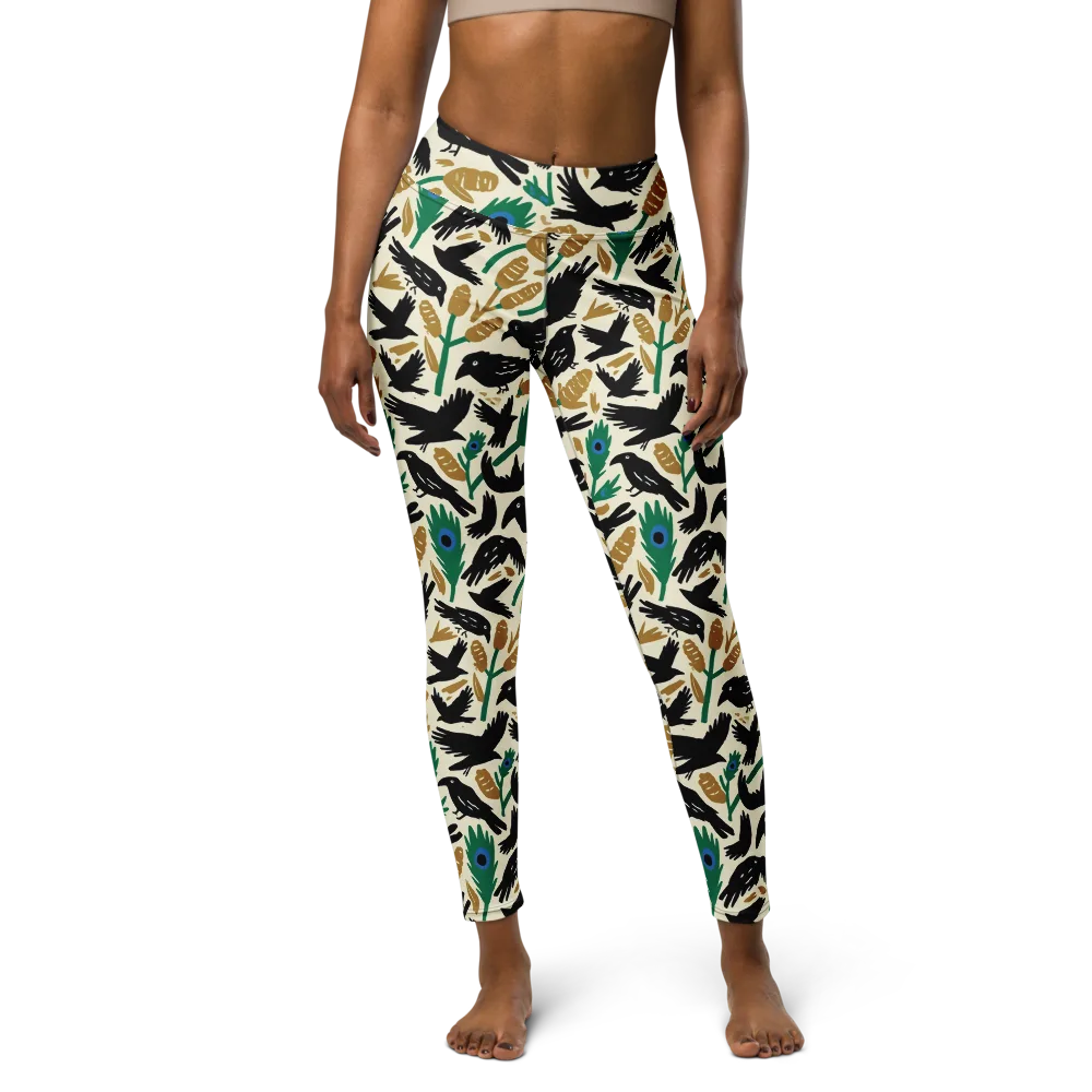 Murder of Crows on Yoga Leggings — Front