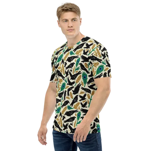Murder of Crows on a Men's Crew Neck T-Shirt